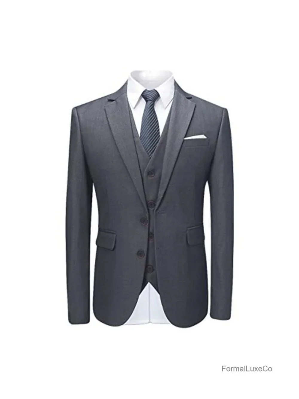 Men's 3-Piece Suit Set Classic Fit Wedding Tuxedo Blazer Vest Pants